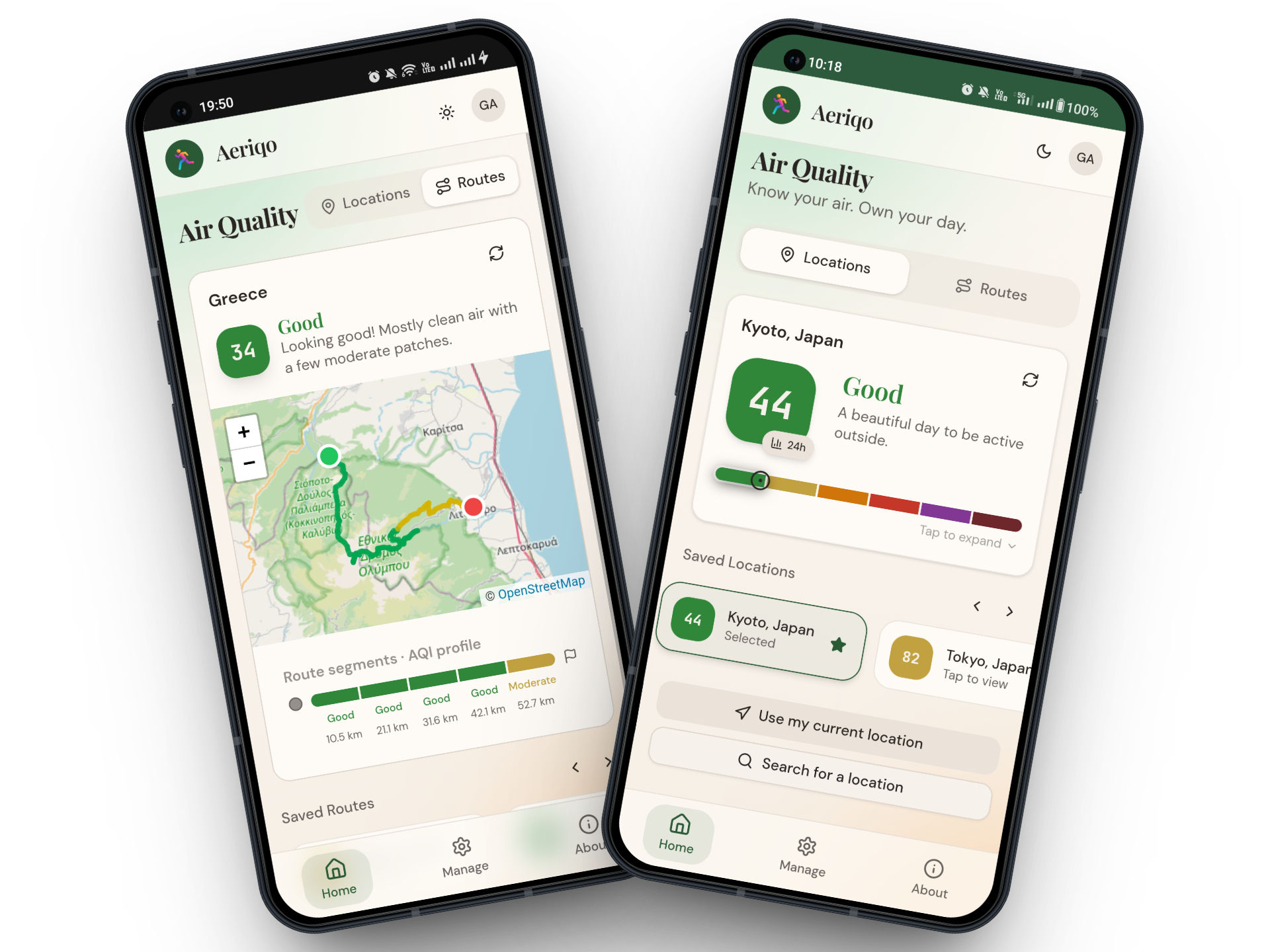 AQI overview and forecast cards